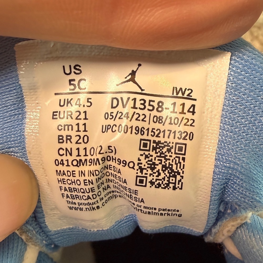 Kids Jordan 11 Retro TD DV1358 114 White Black Blue Cartoon Print Crib Shoes 5C - Picture 5 of 5